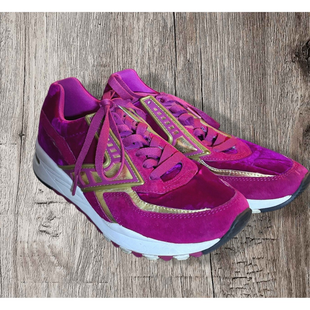 Brooks Regent Women's Shoes Athletic Fuchsia/Magenta Velvet Gold Lamé Suede 9B